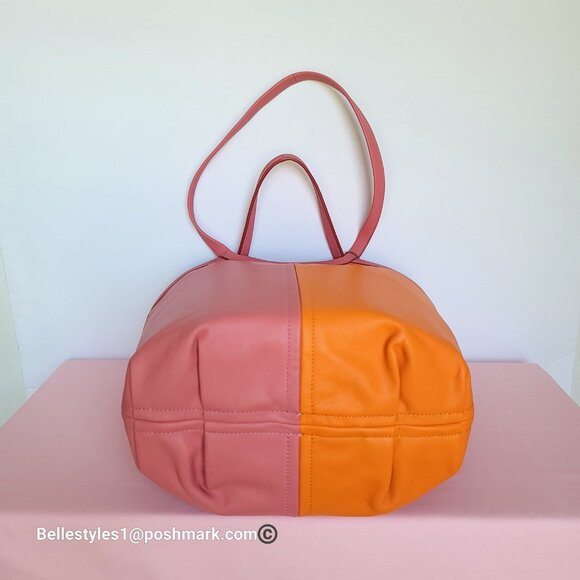 COACH Bea Colorblocked Smooth Leather Large Tote -Taffy Orange multi color ⭐ - Picture 8 of 16